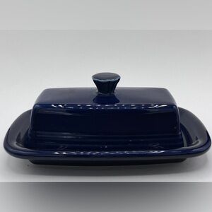 HLC Fiesta USA Cobalt Blue Butter Dish Fiestaware Covered Homer Laughlin EUC